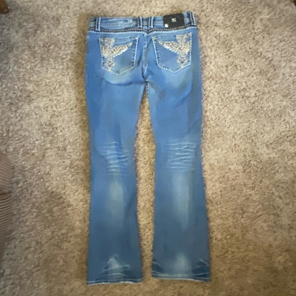 Miss Me Boot Cut Jeans Embellished Winged Cross 31 style jp5117-4 - Picture 2 of 5